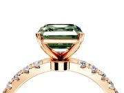 Open Basket Engagement Ring Setting for Fancy Green Asscher Cut Center with Pave Band and Prong Head in Rose Gold