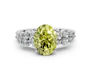 Cluster Engagement Ring Setting for Fancy Yellow Oval Center with 2-Row Shoulder Clusters and Prong Head in Sterling Silver