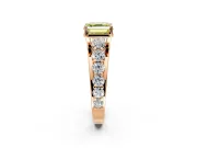 Solitaire Engagement Ring Setting for Fancy Yellow Asscher Cut Center with Graduated Shared Prongs and Prong Head in Rose Gold