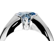 Tension Engagement Ring Setting for Fancy Blue Heart-Shaped Center with Wide Tapered Band and Tension Head in Sterling Silver