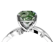 Solitaire Engagement Ring Setting for Fancy Green Cushion Cut Center with Pave and Plain Crossover Band and Prong Head in Sterling Silver