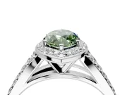 Halo Engagement Ring Setting for Fancy Green Marquise Center with Narrow Pave Split Shank and Prong Head in Sterling Silver