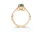 Solitaire Engagement Ring Setting for Fancy Green Oval Center with Pave Split Shank and Prong Head in Rose Gold