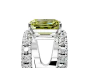 Solitaire Engagement Ring Setting for Fancy Yellow Emerald Cut Center with Wide-Open Split Shank and Prong Head in Platinum