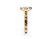 Solitaire Engagement Ring Setting for Marquise Center with Scrollwork Band and Prong Head in Yellow Gold