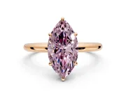 Low-Set Solitaire Engagement Ring Setting for Fancy Pink Marquise Center with Thin Plain Band and Prong Head in Rose Gold