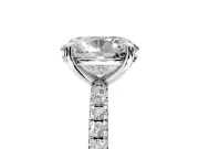 Solitaire Engagement Ring Setting for Oval Center with Fine Pave Narrow Band and Prong Head in Platinum