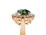 Starburst Halo Engagement Ring Setting for Fancy Green Round Cut Center with Flat Cathedral Band and Prong Head in Rose Gold