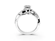 Halo Engagement Ring Setting for Emerald Cut Center with Marquise and Pave Bypass Band and Prong Head in Platinum