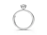 Hidden Halo Engagement Ring Setting for Pear-Shaped Center with Thin Rounded Band and Prong Head in White Gold
