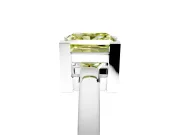 Solitaire Engagement Ring Setting for Fancy Yellow Princess Cut Center with Plain Band and Flat Tab Prong Head in Sterling Silver