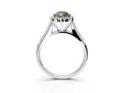 Halo Engagement Ring Setting for Fancy Green Pear-Shaped Center with Square Band and Prong Head in Sterling Silver