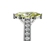Solitaire Engagement Ring Setting for Fancy Yellow Marquise Center with Engraved Pave Band and Prong Head in Platinum