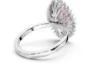 Halo Engagement Ring Setting for Fancy Pink Marquise Center with Milgrain Bezel Rim, Plain Band and Prong Head in Platinum