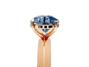 Solitaire Engagement Ring Setting for Fancy Blue Round Cut Center with Wide Knife Ridge Band and Prong Head in Rose Gold
