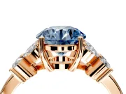 Floral Engagement Ring Setting for Fancy Blue Round Cut Center with Marquise Cluster Shoulders and Prong Head in Rose Gold