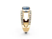 Solitaire Engagement Ring Setting for Fancy Blue Princess Cut Center with Wide-Open Split Shank and Prong Head in Yellow Gold
