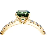 Solitaire Engagement Ring Setting for Fancy Green Emerald Cut Center with Large Accent Band and Prong Head in Yellow Gold