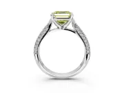 Solitaire Engagement Ring Setting for Fancy Yellow Asscher Cut Center with Multi-Row Accents and Prong Head in Sterling Silver
