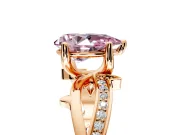 Solitaire Engagement Ring Setting for Fancy Pink Pear-Shaped Center with Pave and Plain Crossover Band and Prong Head in Rose Gold