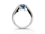 Tension Engagement Ring Setting for Fancy Blue Radiant Cut Center with Wide Tapered Band and Tension Head in White Gold