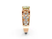 Pave Engagement Ring Setting for Fancy Yellow Princess Cut Center with Curved Accent Rows, Openwork and Prong Head in Rose Gold