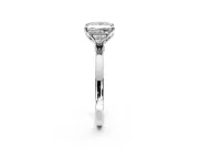 Solitaire Engagement Ring Setting for Princess Cut Center with Thin Rounded Plain Band and Prong Head in Platinum