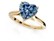 Solitaire Engagement Ring Setting for Fancy Blue Heart-Shaped Center with Narrow Cathedral Band and Prong Head in Yellow Gold