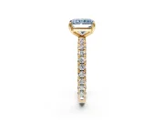 Solitaire Engagement Ring Setting for Fancy Blue Radiant Cut Center with Shared-Prong Accents and Prong Head in Yellow Gold