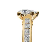 Solitaire Engagement Ring Setting for Pear-Shaped Center with Channel Band and Double Claw Prong Head in Yellow Gold