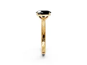 Solitaire Engagement Ring Setting for Fancy Black Oval Center with Engraved Milgrain Band and Prong Head in Yellow Gold