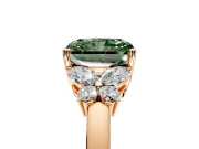 Solitaire Engagement Ring Setting for Fancy Green Radiant Cut Center with Marquise Flower Shoulders and Prong Head in Rose Gold