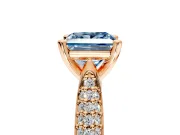 Solitaire Engagement Ring Setting for Fancy Blue Princess Cut Center with Multi-Row Accents and Prong Head in Rose Gold