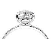 Solitaire Engagement Ring Setting for Oval Center with Pave Accents and Prong Head in Platinum