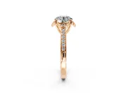 Floral Engagement Ring Setting for Round Cut Center with Four Accent Clusters and Prong Head in Rose Gold