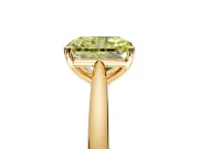 Solitaire Engagement Ring Setting for Fancy Yellow Radiant Cut Center with Narrow Cathedral Band and Prong Head in Yellow Gold