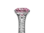 Solitaire Engagement Ring Setting for Fancy Pink Radiant Cut Center with Pave Rail Split Shank and Prong Head in White Gold