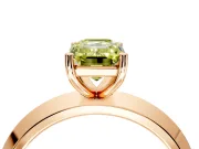 Solitaire Engagement Ring Setting for Fancy Yellow Emerald Cut Center with Wide Knife Ridge Band and Prong Head in Rose Gold