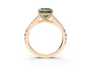 Solitaire Engagement Ring Setting for Fancy Green Princess Cut Center with Pave Split Shank and Prong Head in Rose Gold