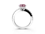 Solitaire Engagement Ring Setting for Fancy Pink Round Cut Center with Single Row Accent Band and Prong Head in Sterling Silver