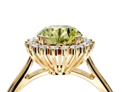 Starburst Halo Engagement Ring Setting for Fancy Yellow Round Cut Center with Thin Round-Wire Band and Prong Head in Yellow Gold