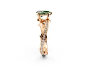 Solitaire Engagement Ring Setting for Fancy Green Pear-Shaped Center with Pave and Plain Crossover Band and Prong Head in Rose Gold