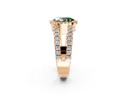 Halo Engagement Ring Setting for Fancy Green Oval Center with Wide-Open Pave Split Shank and Prong Head in Rose Gold