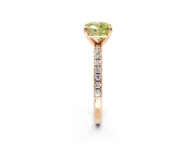 Solitaire Engagement Ring Setting for Fancy Yellow Cushion Cut Center with Fine Pave Narrow Band and Prong Head in Rose Gold