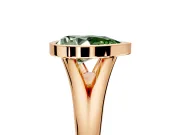 Solitaire Engagement Ring Setting for Fancy Green Pear-Shaped Center with V Split Shank and Bezel Head in Rose Gold