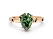 Hidden Halo Engagement Ring Setting for Fancy Green Pear-Shaped Center with Wide Flat Plain Band and Prong Head in Rose Gold