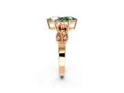 Leaf Engagement Ring Setting for Fancy Green Marquise Center with Milgrain Accent Band and Prong Head in Rose Gold