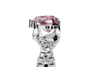 Solitaire Engagement Ring Setting for Fancy Pink Heart-Shaped Center with Narrow Twist Pave Band and Prong Head in Sterling Silver