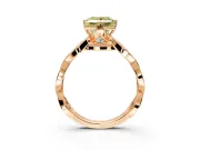 Solitaire Engagement Ring Setting for Fancy Yellow Princess Cut Center with Accented Twist Band and Leaf Prong Head in Rose Gold