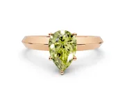 Solitaire Engagement Ring Setting for Fancy Yellow Pear-Shaped Center with Wide Knife Ridge Band and Prong Head in Rose Gold